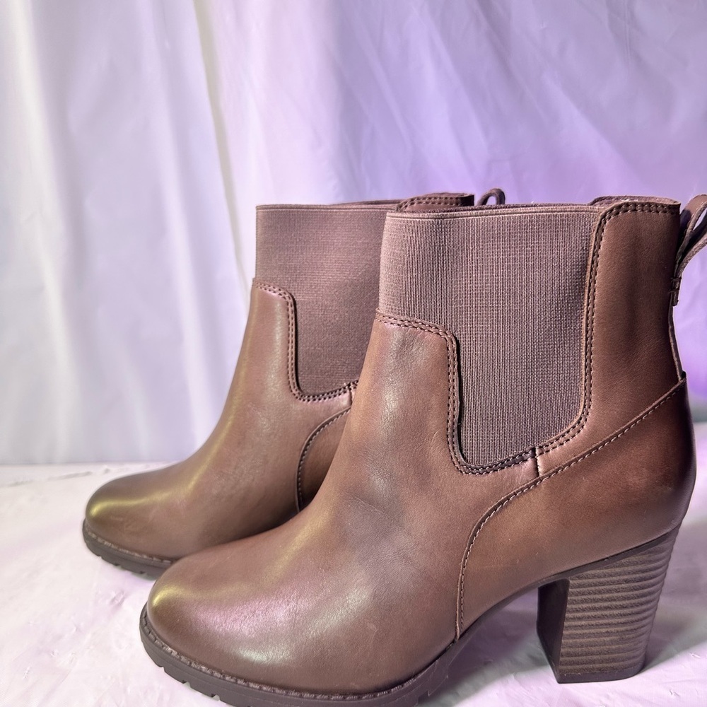 Clarks Dark Brown Heeled Boots - Picture 4 of 10